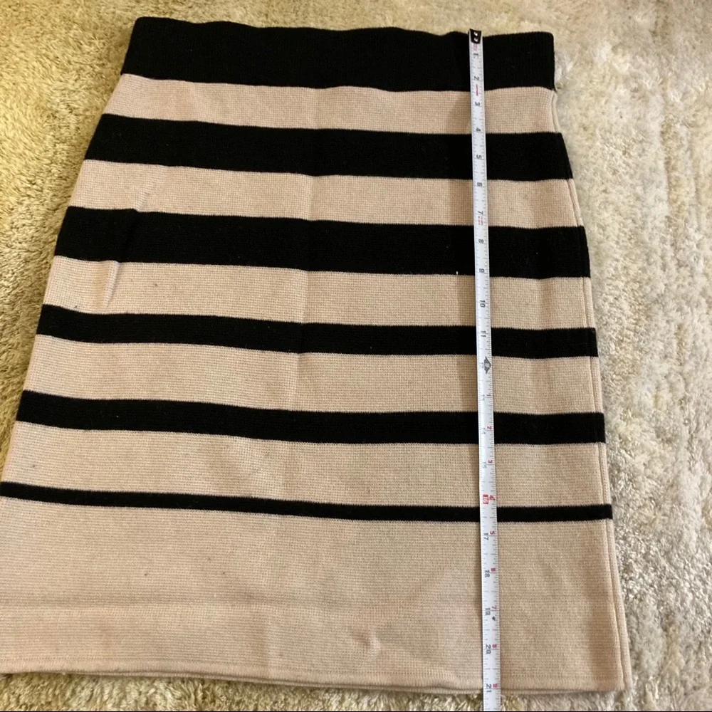 Loft black and beige striped sweater pencil skirt
